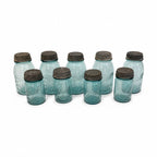 Set of 20 Antique Blue Ball Mason Jars with Zinc Lids, Circa 1890