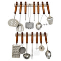 Vintage Ekco 15-Piece Kitchen Utensil Set, Chrome &amp; Wood, Wall Rack
