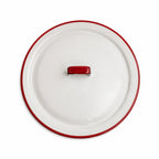 Vintage White Enamelware Cookware Collection with Red Trim, Set of 8