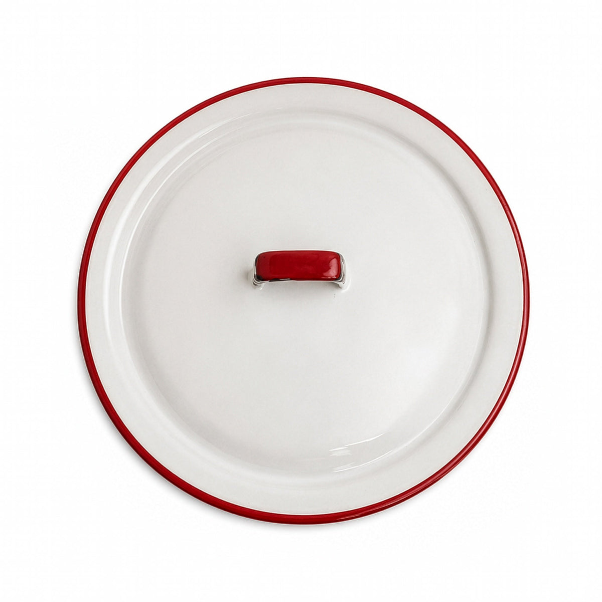 Vintage White Enamelware Cookware Collection with Red Trim, Set of 8