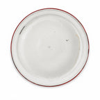 Vintage White Enamelware Cookware Collection with Red Trim, Set of 8