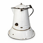 Vintage White &amp; Black Enamelware Coffee Pot and Wash Basin Set, 1920s