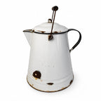Vintage White &amp; Black Enamelware Coffee Pot and Wash Basin Set, 1920s
