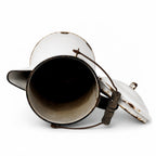Vintage White &amp; Black Enamelware Coffee Pot and Wash Basin Set, 1920s