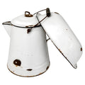 Vintage White &amp; Black Enamelware Coffee Pot and Wash Basin Set, 1920s