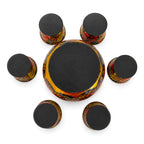 Vintage Russian Khokhloma Hand-Painted Lacquered Wood Salt Cellar and Dip Set, 7