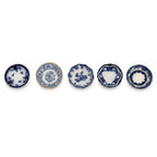 Antique Flow Blue Butter Pat Collection, Primitive Drawer and Handmade Napkins