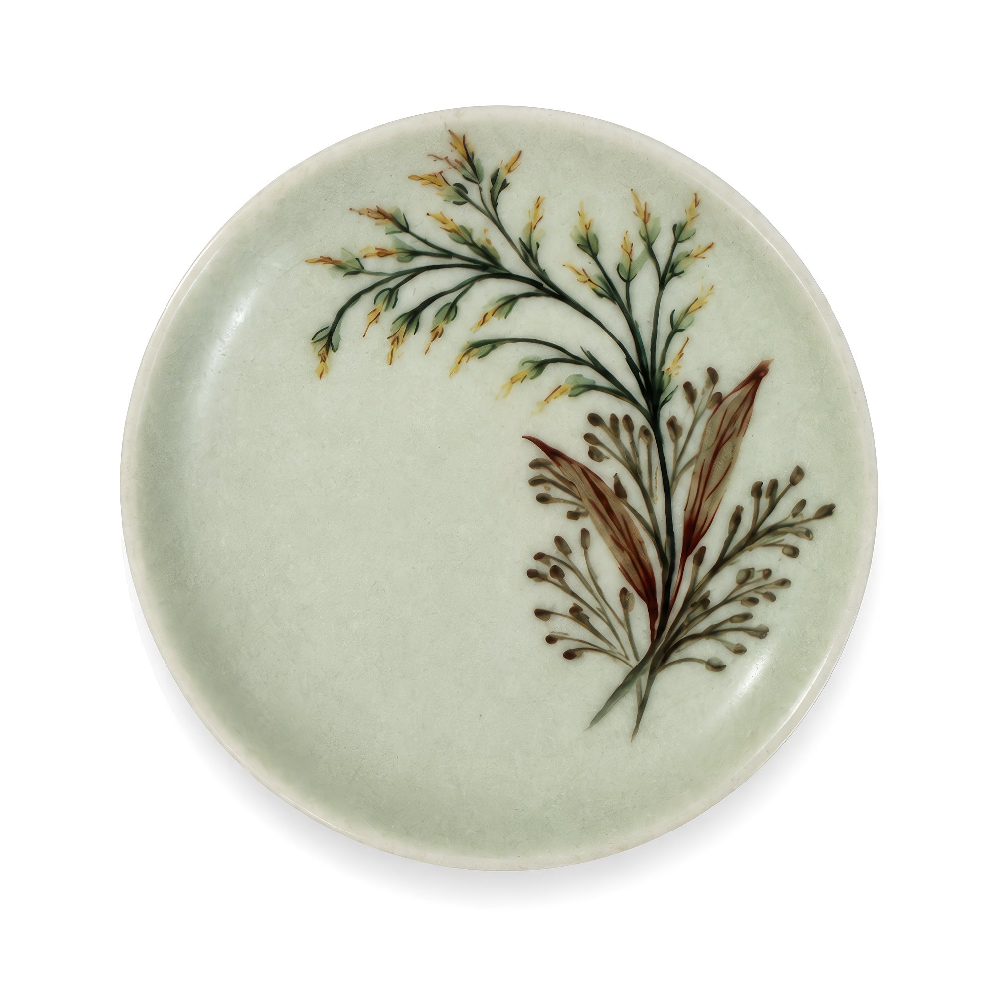 Set of Six Antique Haviland Limoges Porcelain Butter Pats with Floral Wheat Patt