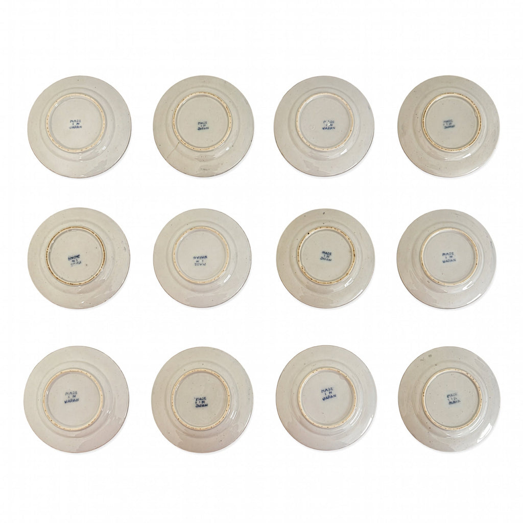 Set of 12 Vintage Japanese Blue Willow Porcelain Butter Pat Dishes