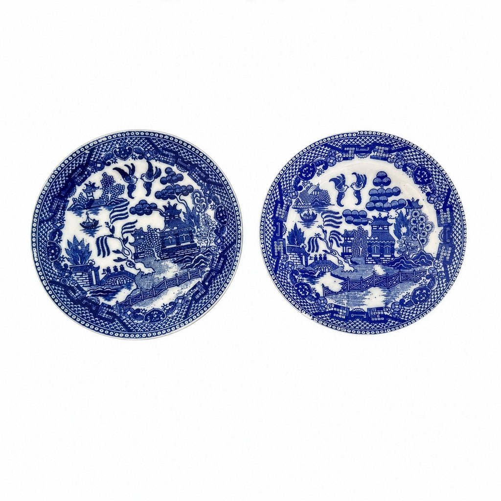 Set of 12 Vintage Japanese Blue Willow Porcelain Butter Pat Dishes