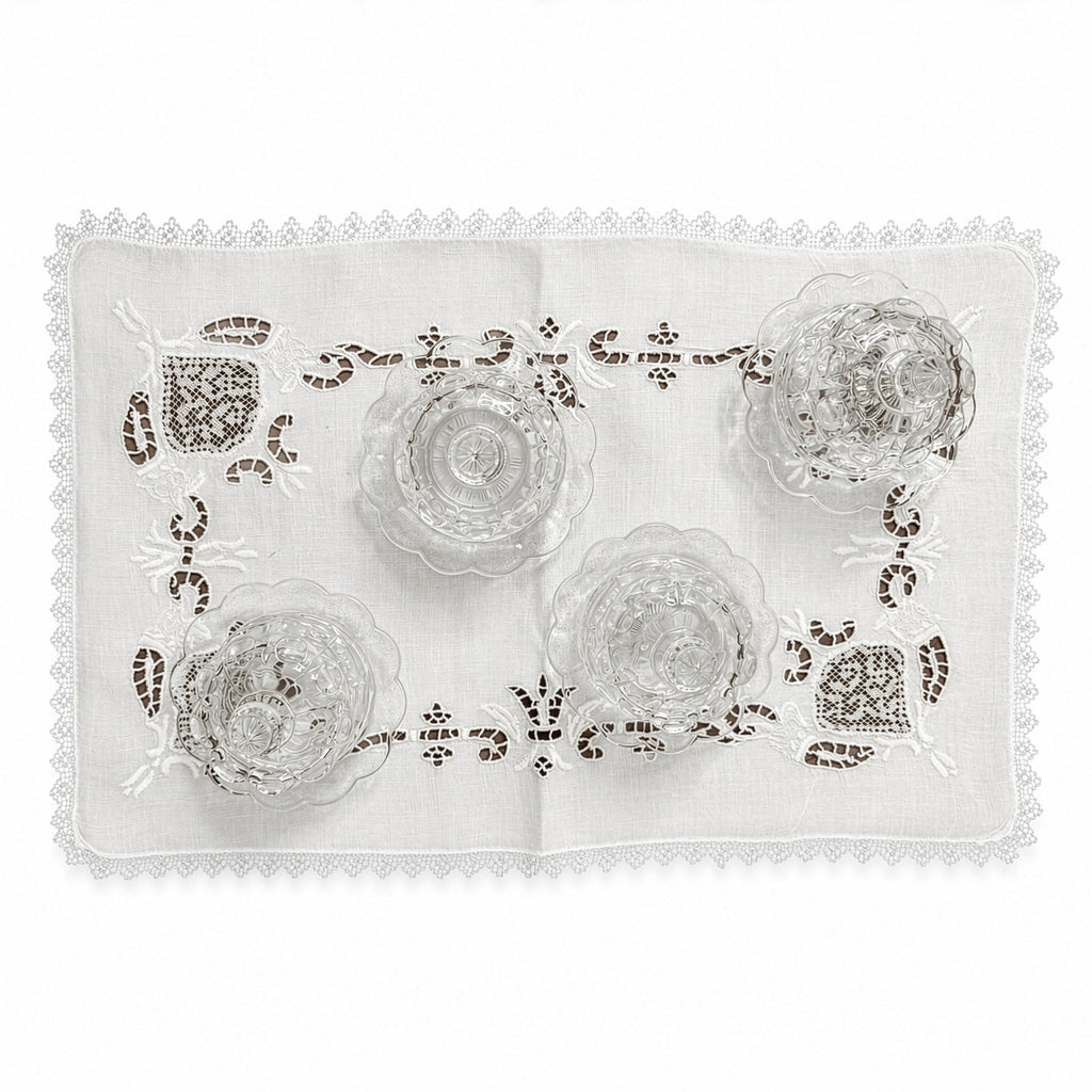 Set of Mosser Glass Miniature Covered Butter Dishes, Cherry Motif