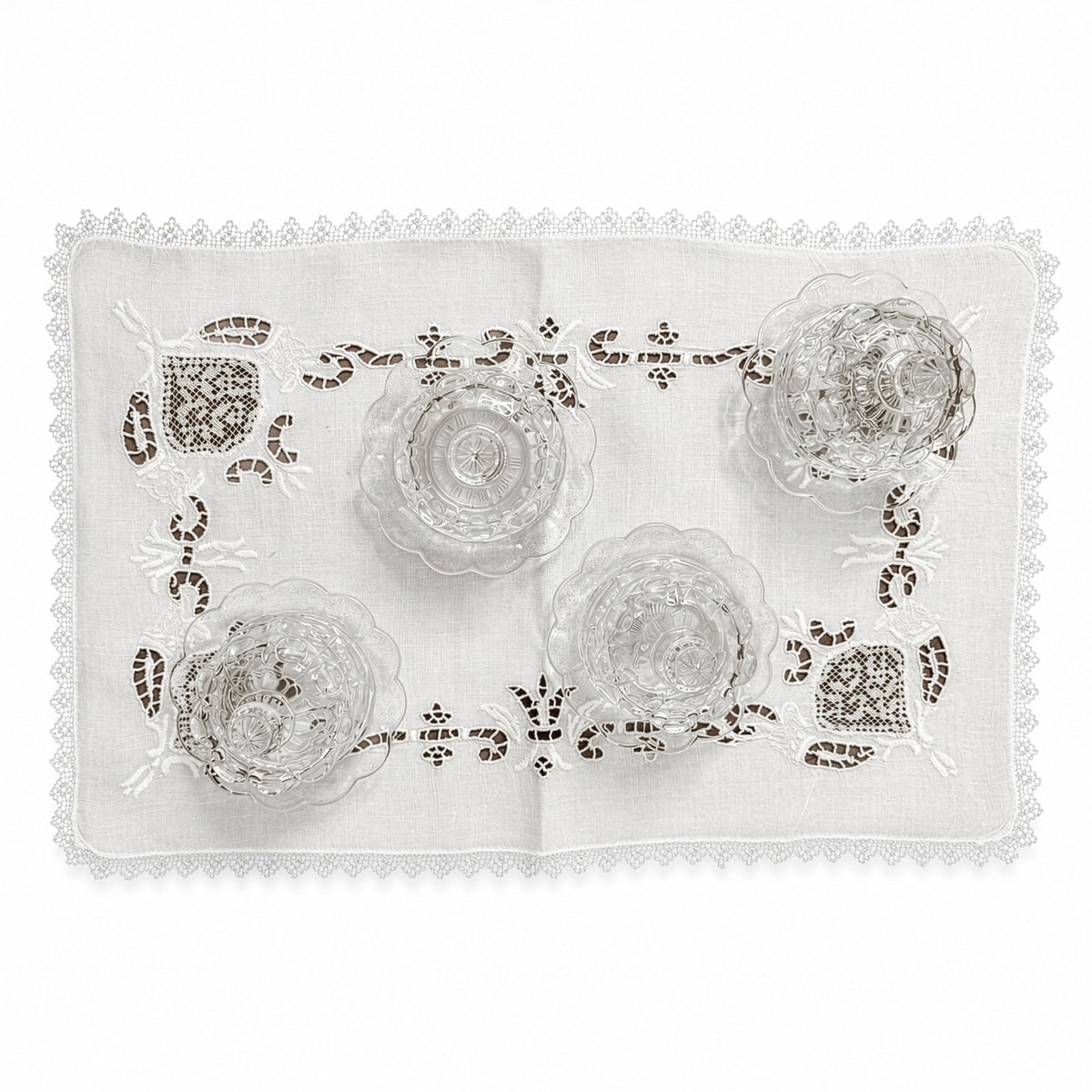 Set of Mosser Glass Miniature Covered Butter Dishes, Cherry Motif
