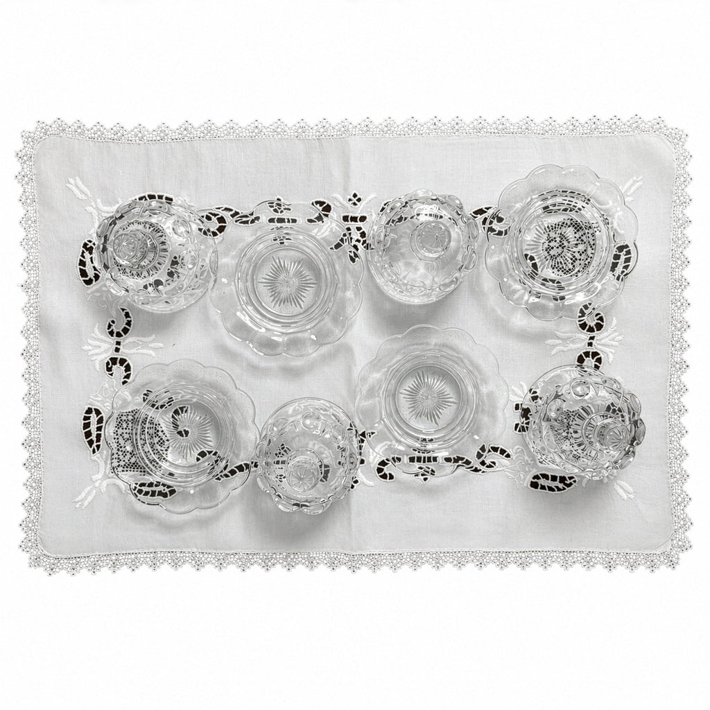 Set of Mosser Glass Miniature Covered Butter Dishes, Cherry Motif