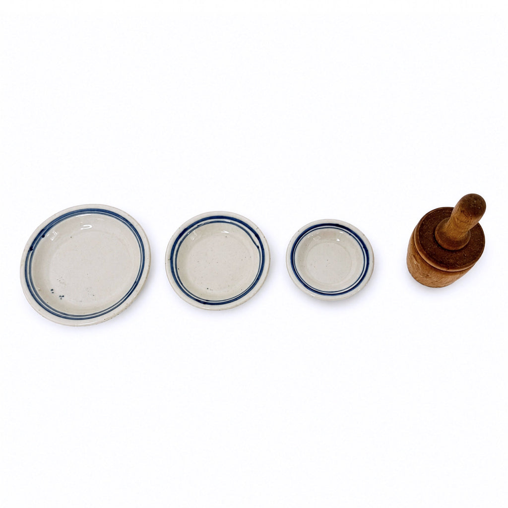 Vintage Irish Stoneware Butter Pat Set, Shabby Chic, 1970
