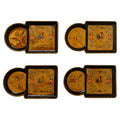 Vintage Set of Four ISCO Japanese Hand-Painted Serving Trays, 1960