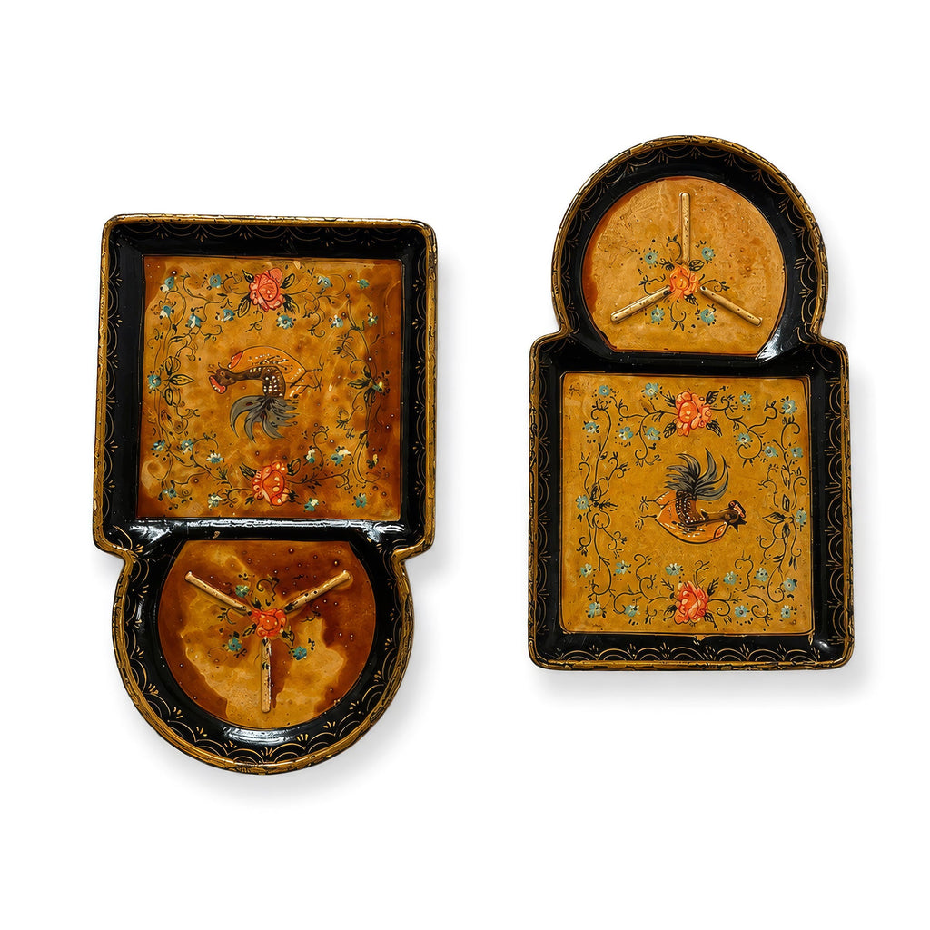 Vintage Set of Four ISCO Japanese Hand-Painted Serving Trays, 1960
