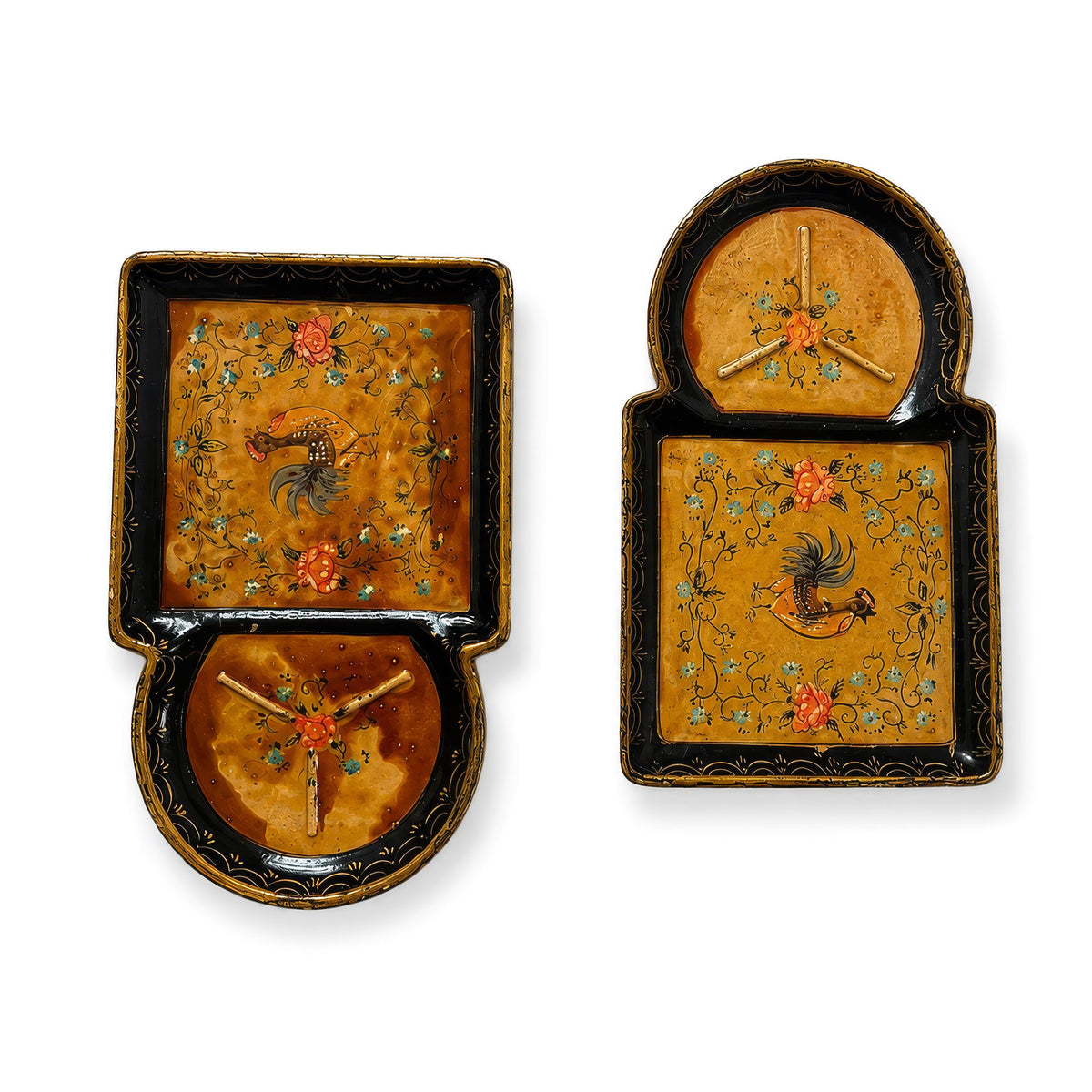 Vintage Set of Four ISCO Japanese Hand-Painted Serving Trays, 1960