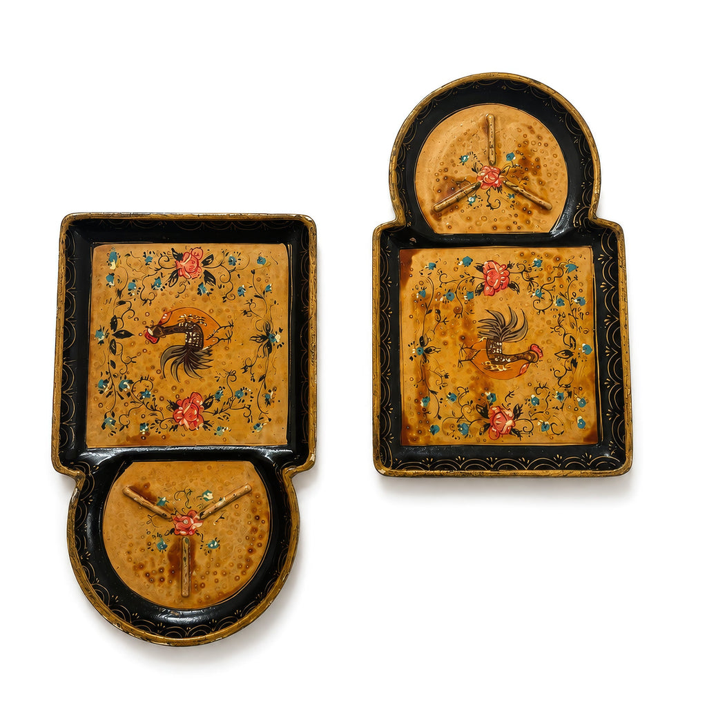 Vintage Set of Four ISCO Japanese Hand-Painted Serving Trays, 1960