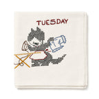 Antique Set of Seven Days of the Week Towels, Embroidered Cotton