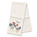 Vintage 1940–1950 Hand-Embroidered Chicken and Rooster Kitchen Towels