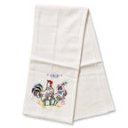 Vintage 1940–1950 Hand-Embroidered Chicken and Rooster Kitchen Towels