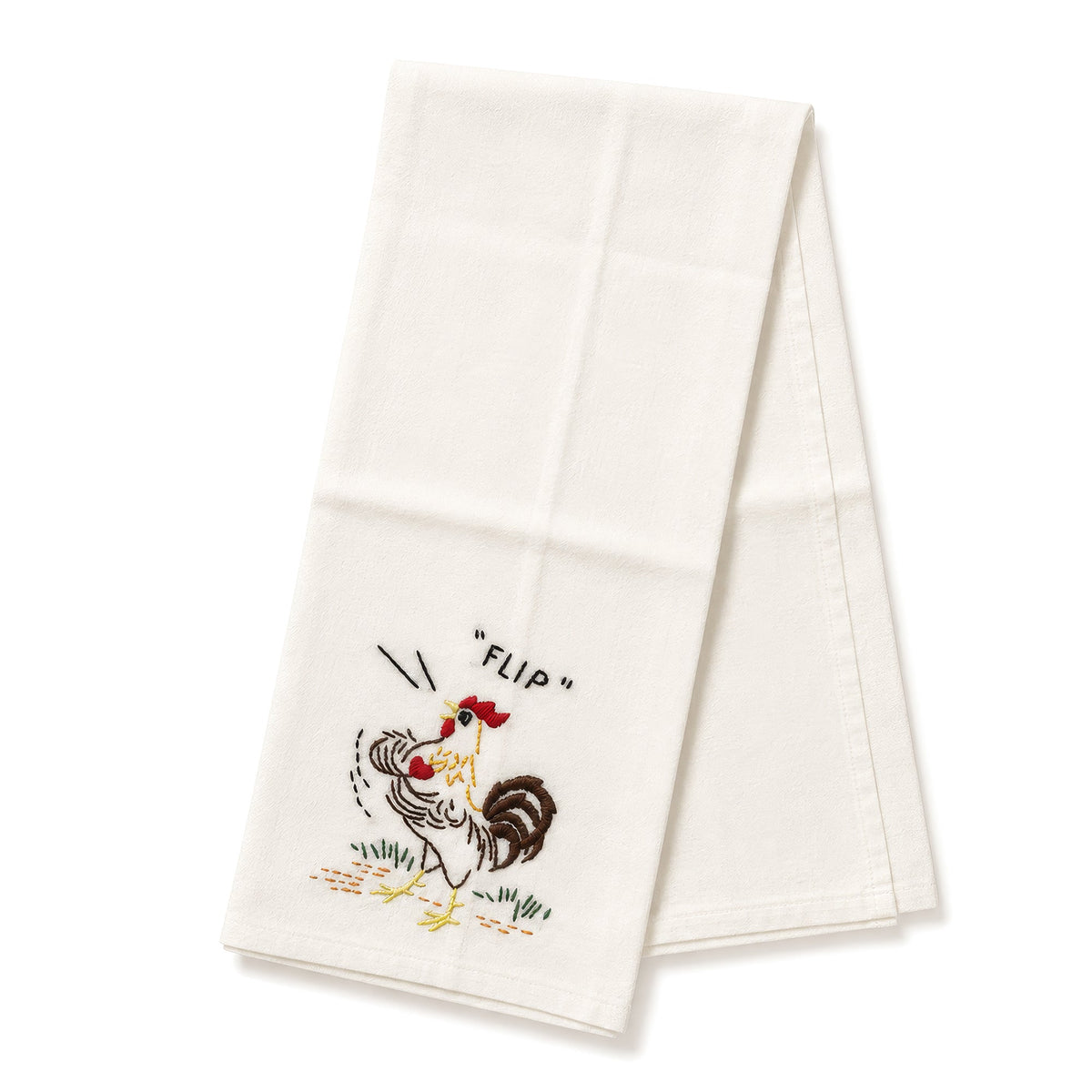 Vintage 1940–1950 Hand-Embroidered Chicken and Rooster Kitchen Towels