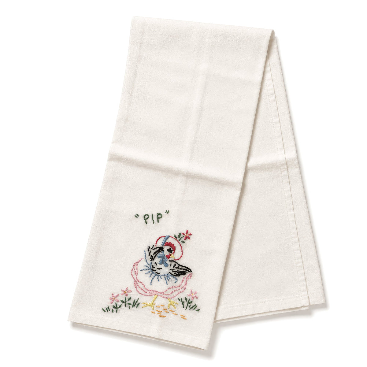 Vintage 1940–1950 Hand-Embroidered Chicken and Rooster Kitchen Towels