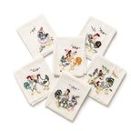 Vintage 1940–1950 Hand-Embroidered Chicken and Rooster Kitchen Towels