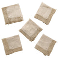 Set of Five Antique Cocktail Napkins, Lace and Hemstitch Detail, 1920s