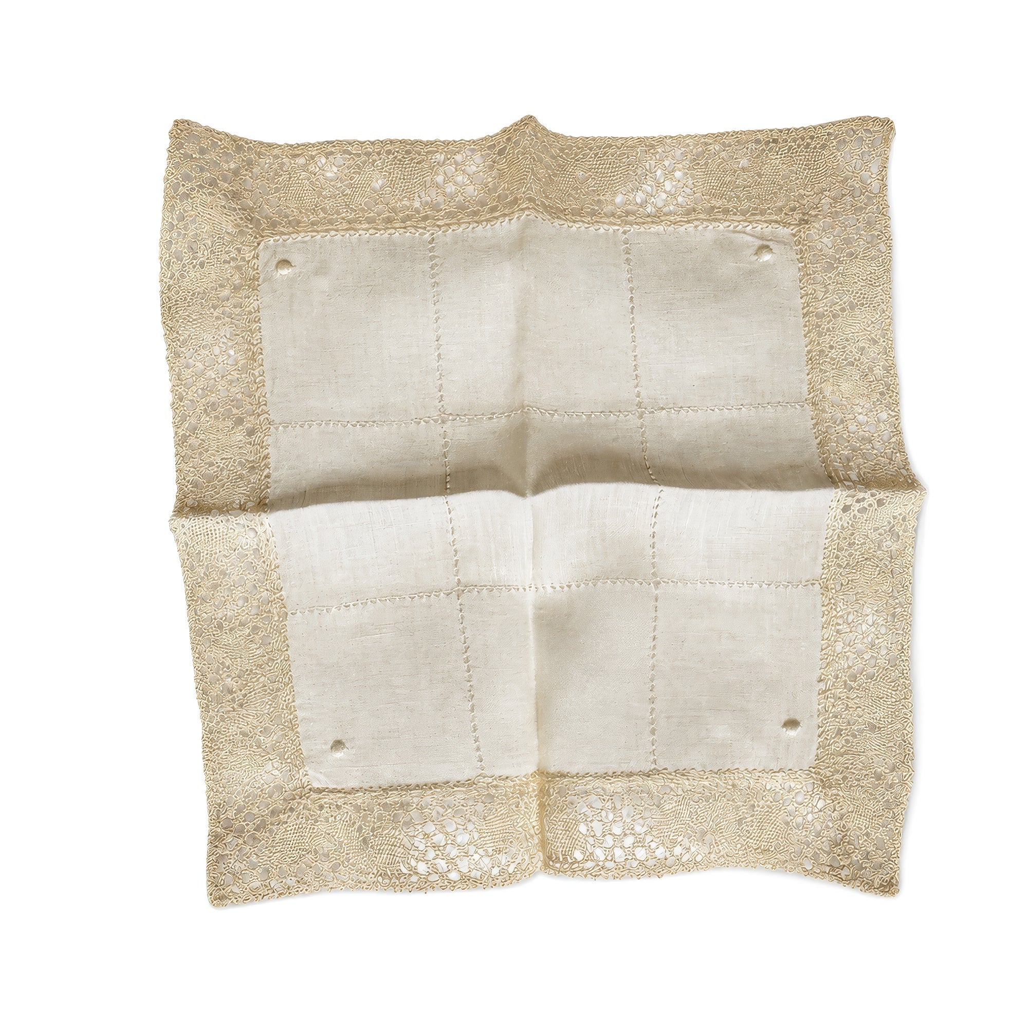 Set of Five Antique Cocktail Napkins, Lace and Hemstitch Detail, 1920s