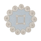Set of Six Antique Blue and White Linen Tenerife Drawn-Work Embroidery Doilies