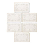 Set of Six Vintage Linen Placemats with Lace Trim and Embroidery