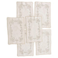 Set of Six Vintage Linen Placemats with Lace Trim and Embroidery