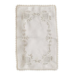 Set of Six Vintage Linen Placemats with Lace Trim and Embroidery