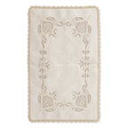 Set of Six Vintage Linen Placemats with Lace Trim and Embroidery