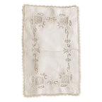 Set of Six Vintage Linen Placemats with Lace Trim and Embroidery
