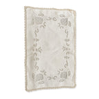 Set of Six Vintage Linen Placemats with Lace Trim and Embroidery