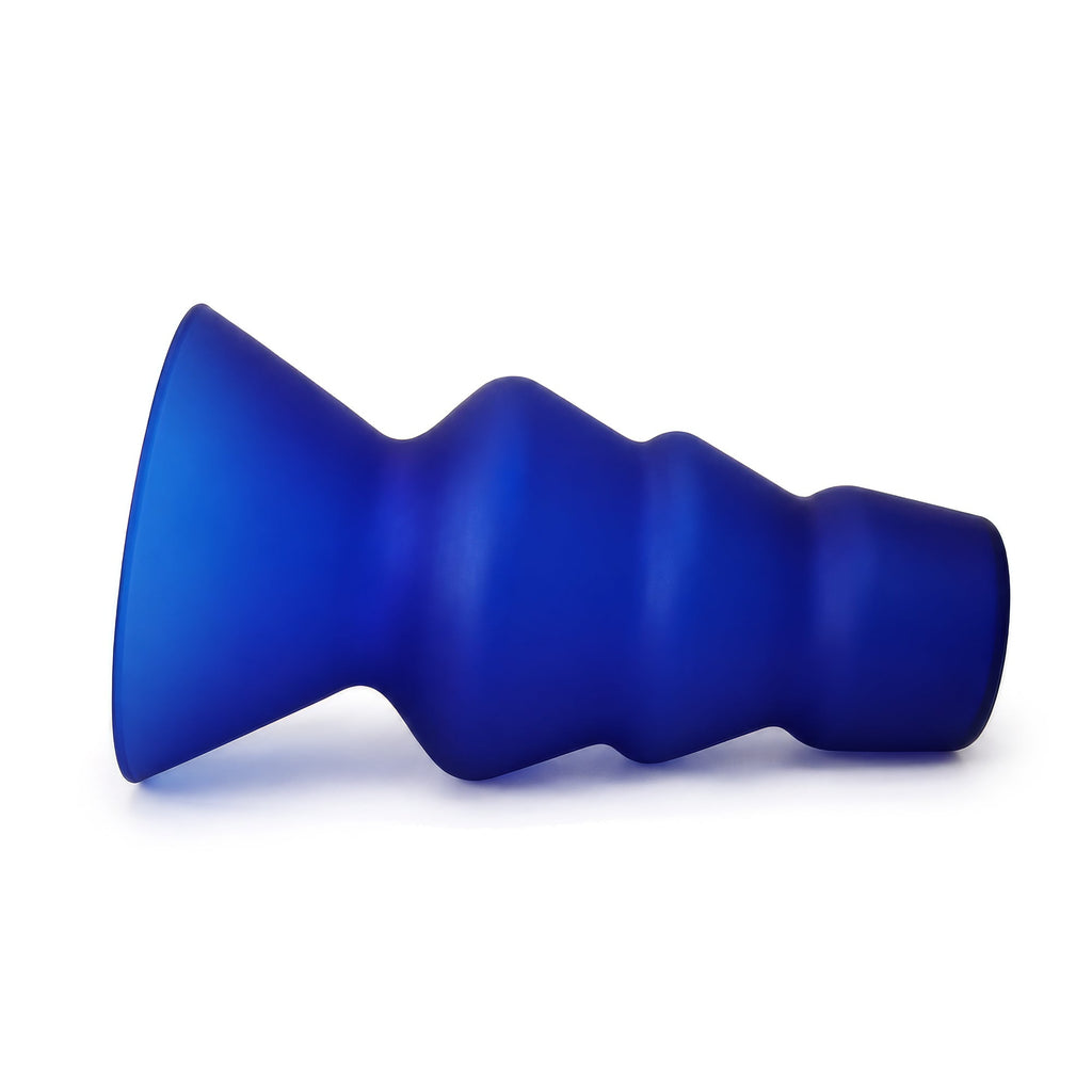 Sculptural Cobalt Blue Frosted Glass Vessels Set, Mexican 1980s