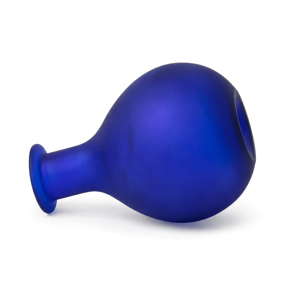 Sculptural Cobalt Blue Frosted Glass Vessels Set, Mexican 1980s