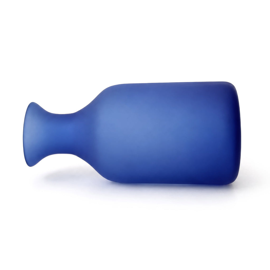 Sculptural Cobalt Blue Frosted Glass Vessels Set, Mexican 1980s