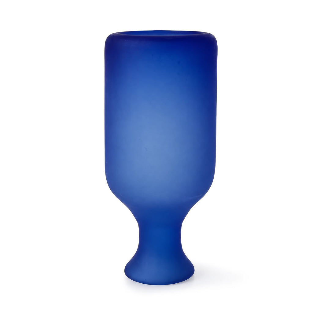 Sculptural Cobalt Blue Frosted Glass Vessels Set, Mexican 1980s