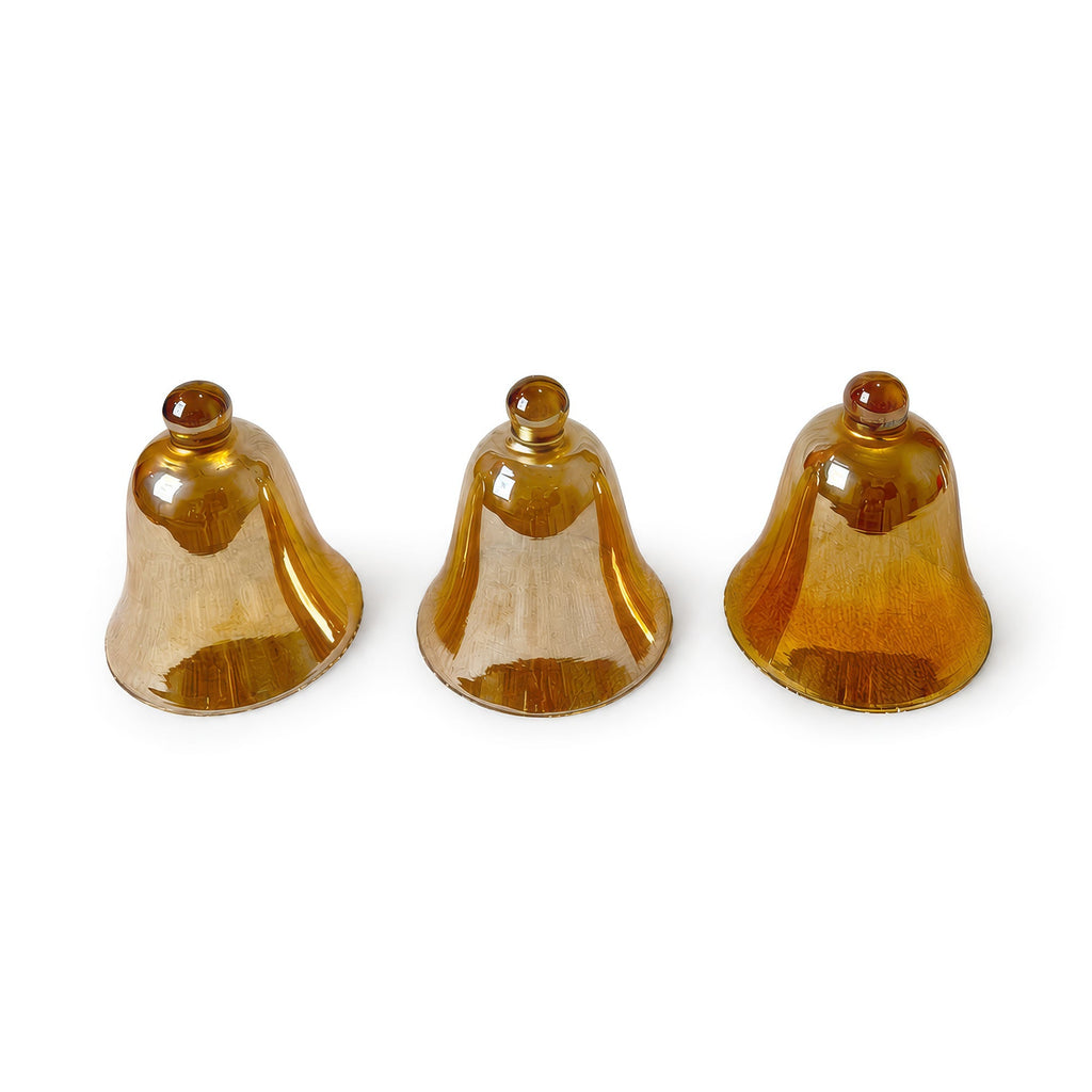 Set of Six Vintage Peach Lustre Glass Cloche Bells, Mid-Century, circa 1950s