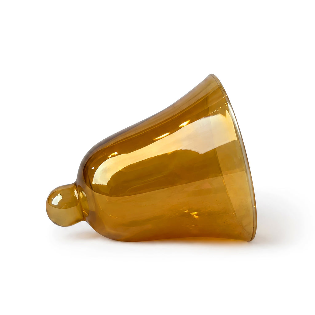 Set of Six Vintage Peach Lustre Glass Cloche Bells, Mid-Century, circa 1950s