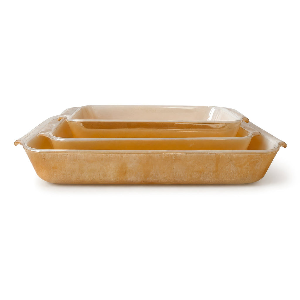 Set of 3 Vintage Fire-King Peach Lustre Baking Dishes, 1950s