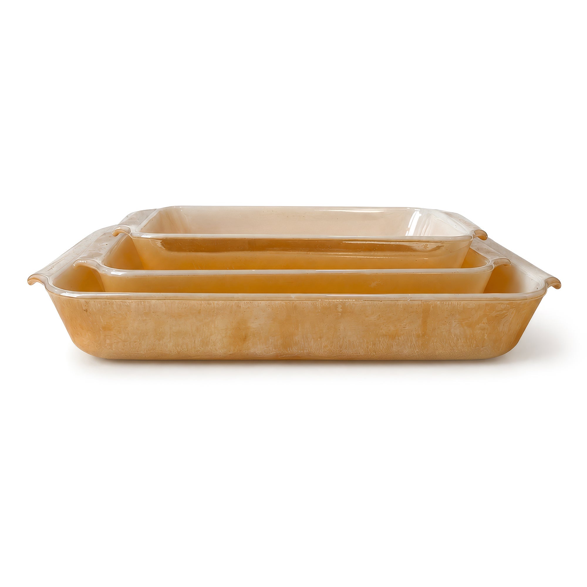 Set of 3 Vintage Fire-King Peach Lustre Baking Dishes, 1950s