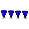 Set of Four Vintage Cobalt Blue Glass Cups with Lobed Rim