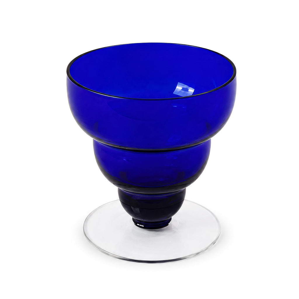 Set of Four Vintage Cobalt Blue Glass Cups with Lobed Rim