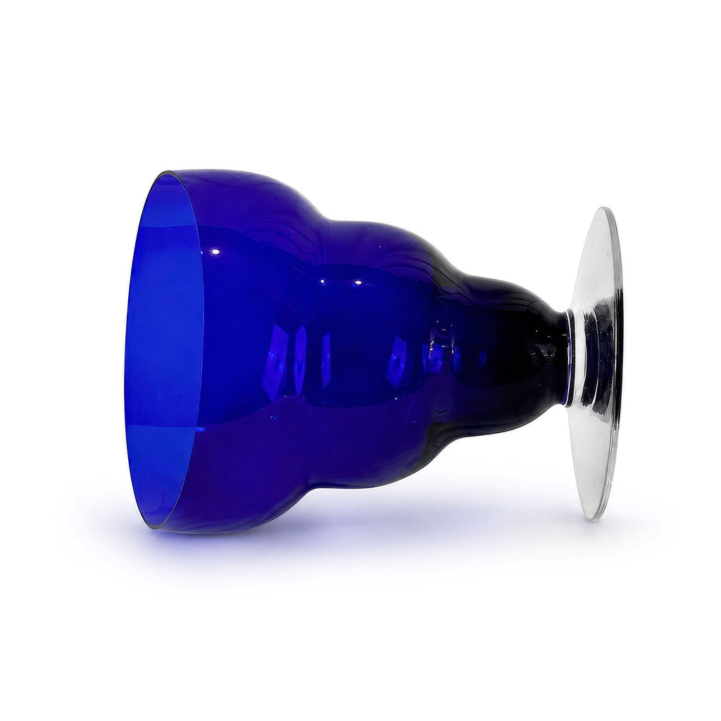 Set of Four Vintage Cobalt Blue Glass Cups with Lobed Rim