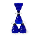 Set of Four Vintage Cobalt Blue Glass Cups with Lobed Rim