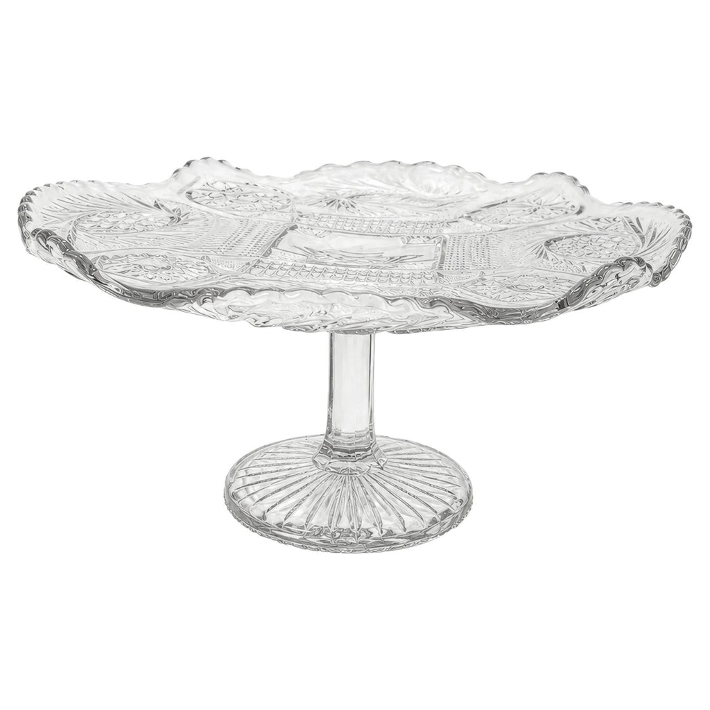 Antique American Pressed Glass Compote, Oval, Floral Motifs, 1890-1910